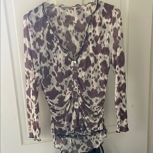 Free people Women's brown cow print top